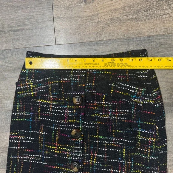 Trina Turk Womens Black Rainbow Confetti Tweed Wool Blend Mini Skirt Size 6 - Picture 4 of 5